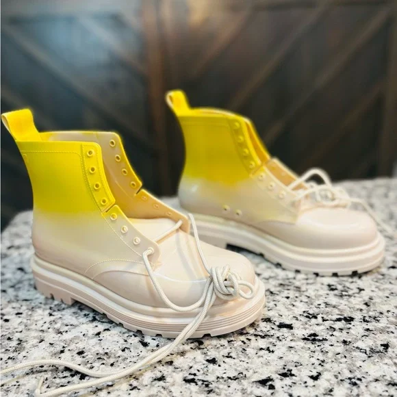 Melissa Yellow and White Jelly Boots - Picture 2 of 3